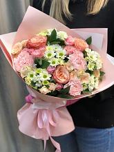 Букет нежные объятья в Хатажукае Букет цветов из: Гвоздики, Розы и Хризантемы в Хатажукае